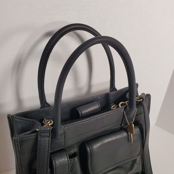 Vintage Fossil Black Genuine Leather Handbag Tote with Authenticity Card‎ #75082 - Picture 6 of 16